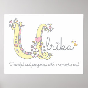 U Monogram Art Ulrika Girls Name Poster