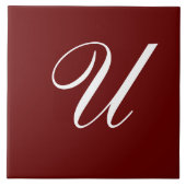 U Monogram Initial White on Maroon Fliese (Vorderseite)