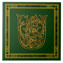 U Monogram "Irish Gold on Green" Keramik Tile