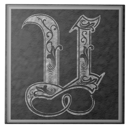 U Monogram "Royal Gray Stone" Keramik Tile Fliese (Vorderseite)