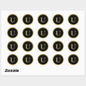 U: Monogram U Elegant Gold und Black Sticker (Blatt)