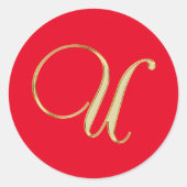 U Monogramm Gold Runder Aufkleber (Vorderseite)