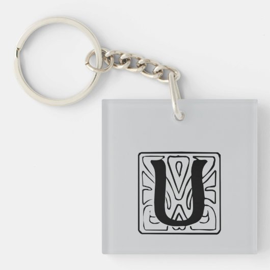 U Monogramm schwarz Schlüsselanhänger (Vorderseite)