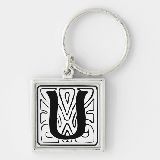 U Monogramm schwarz SchlüsselLER Schlüsselanhänger (Vorne)