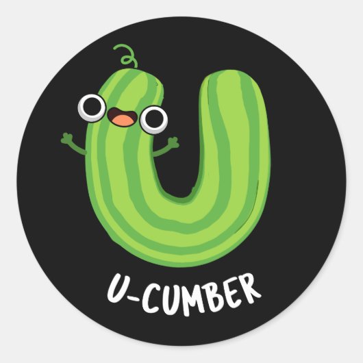 U-Nummer Funny Cucumber Pun Dark BG Runder Aufkleber (Vorderseite)