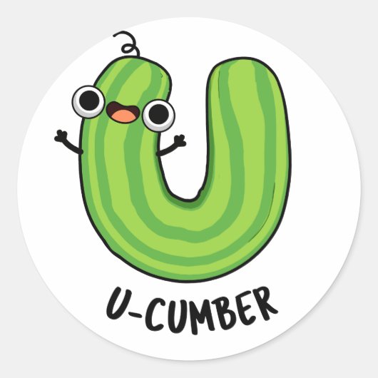 U-Nummer Funny Cucumber Pun Runder Aufkleber (Vorderseite)