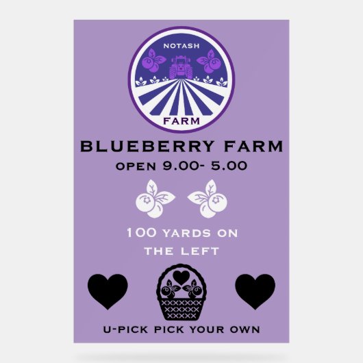 U-Pick Blueberry Farm Werbeaktion Acrylschild (Vorderseite)