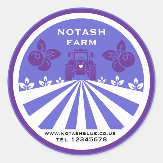 U-Pick Blueberry Farm Werbeaktion Runder Aufkleber (Vorderseite)