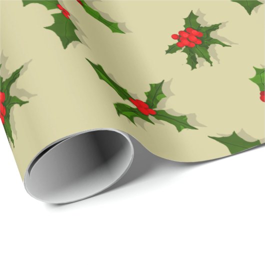 U Pick Color/ Christmas Holiday Holly Berries Geschenkpapier (Rolleneckpunkt)