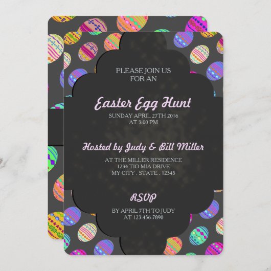U-Pick-Colour/Verzaubert Eier-Blackboard-Chalk Einladung (Vorne/Hinten)