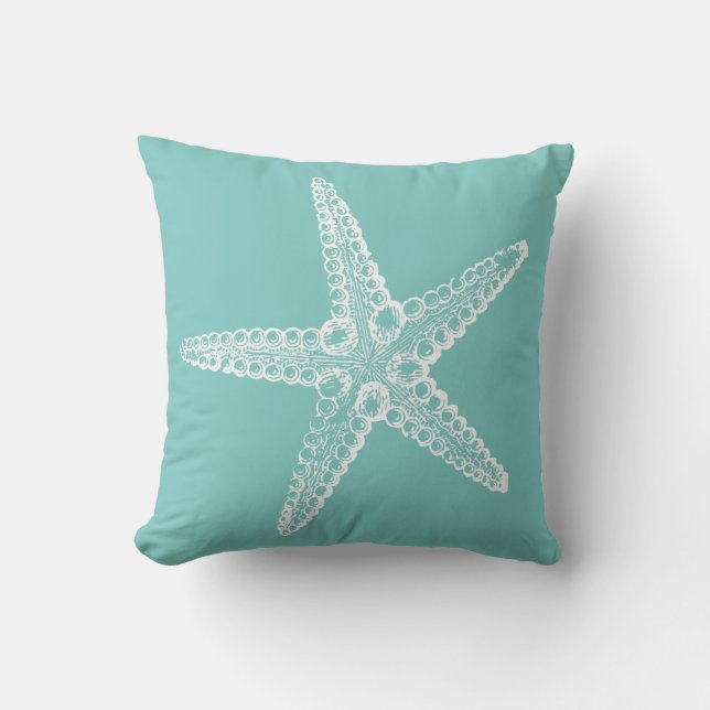 U PICK FARBE! White Starfish Custom Beach House Kissen (Vorderseite)