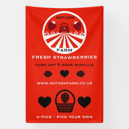 U-Pick Strawberry Farm Werbeaktion Banner (Vertikal)