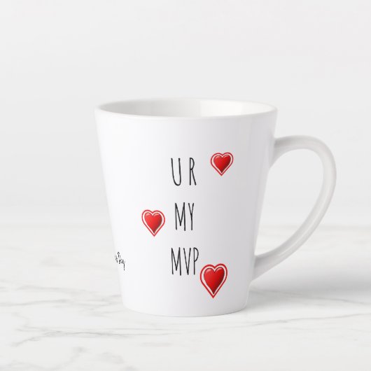 U R MY MVP Modernes Christliches Valentinmonogramm Milchtasse (Rechts)