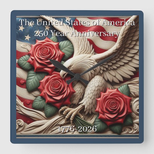 U.S.A. 250th Anniversary Commemorative Quadratische Wanduhr (Vorderseite)