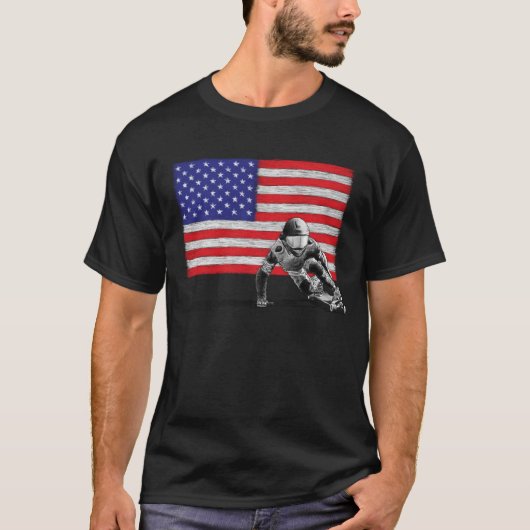 U.S.A. longboarding T - Shirt der Flagge (Vorderseite)
