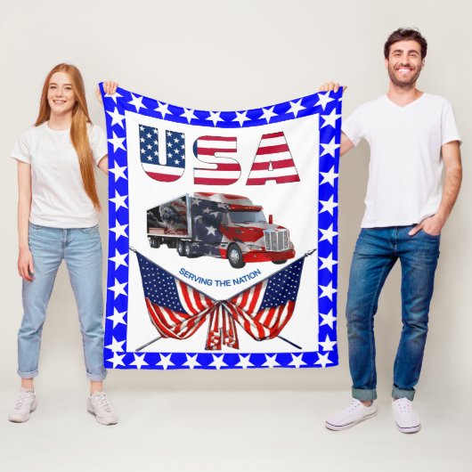 U.S.A. Truck - Patriotic Trucker Gift Blanket Fleecedecke (Beispiel)