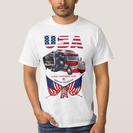 U.S.A. Truck - Patriotic Trucker personalisiert T-Shirt (Vorderseite)