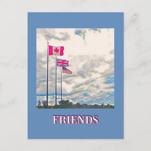 U.S., BRITAIN, KANADA FLAGS / FREUNDE POSTKARTE (Vorderseite)