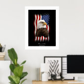 U.S. Flag & Bald Eagle Patriotic Poster Print (Heimbüro)