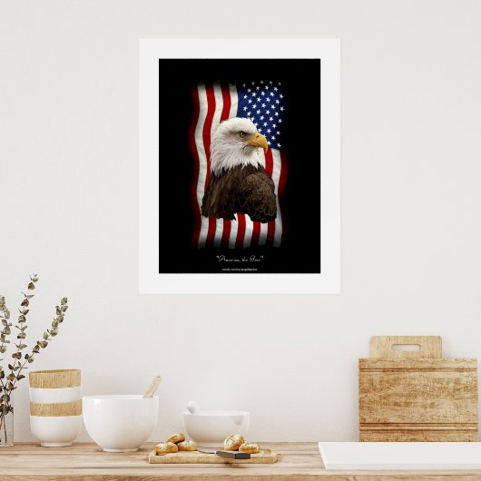 U.S. Flag & Bald Eagle Patriotic Poster Print (Küche)