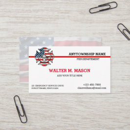 U.S. Flag Red Line Firefighter Business Card Visitenkarte