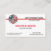 U.S. Flag Red Line Firefighter Business Card Visitenkarte (Vorderseite)
