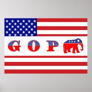 U.S. Flagge - G O P - Elefant Poster