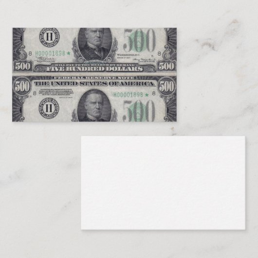 U.S. Fünfhundert Stern-Anmerkung Visitenkarte (Vorne/Hinten)
