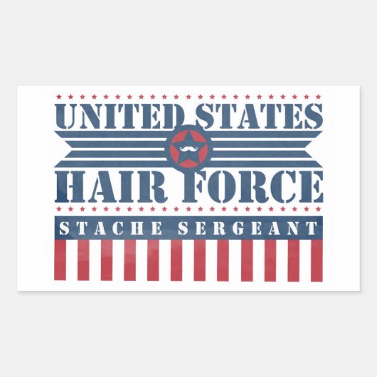 U.S. Hair Force Stache Sergeant Rechteckiger Aufkleber (Vorderseite)