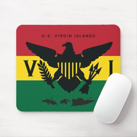 U.S. Jungfrau - Flag Rot, Gelb, Grün, Rasta Mousepad (Mit Mouse)