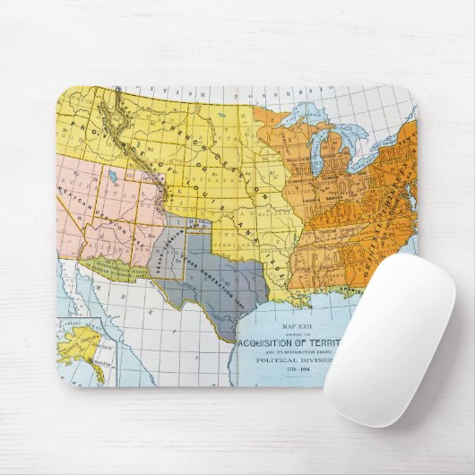 U.S. KARTE, 1776-1884 MOUSEPAD (Mit Mouse)