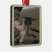 U.S. Marine-Test mit einer schweren Maschinenpisto Silbernes Ornament (Rechts)