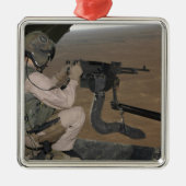 U.S. Marine-Test mit einer schweren Maschinenpisto Silbernes Ornament (Vorne)