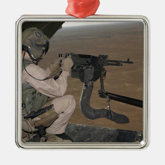 U.S. Marine-Test mit einer schweren Maschinenpisto Silbernes Ornament (Vorne)