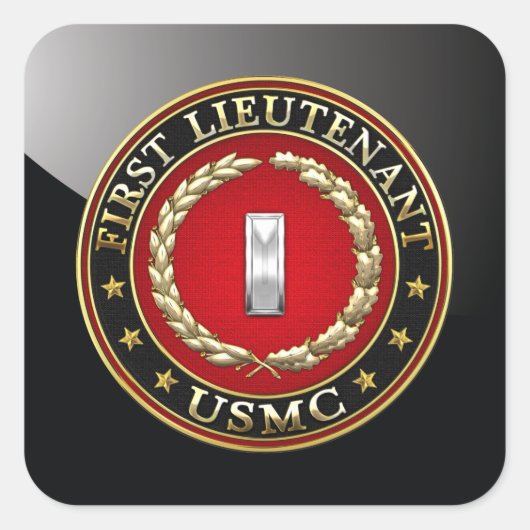 U.S. Marines: Erster Leutnant (USMC 1stLt) [3D] Quadratischer Aufkleber (Vorderseite)