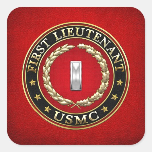 U.S. Marines: Erster Leutnant (USMC 1stLt) [3D] Quadratischer Aufkleber (Vorderseite)