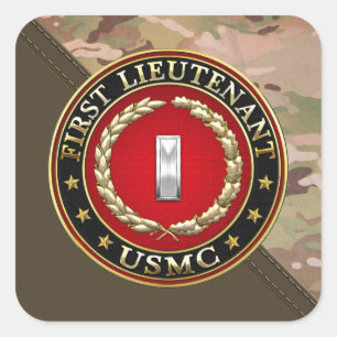 U.S. Marines: Erster Leutnant (USMC 1stLt) [3D] Quadratischer Aufkleber