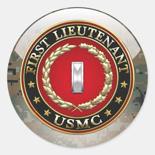 U.S. Marines: Erster Leutnant (USMC 1stLt) [3D] Runder Aufkleber (Vorderseite)