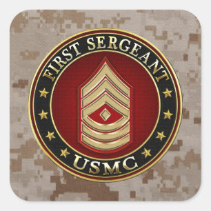 U.S. Marines: Erster Sergeant (USMC 1stSgt) [3D] Quadratischer Aufkleber
