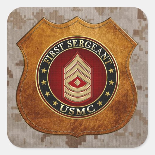 U.S. Marines: Erster Sergeant (USMC 1stSgt) [3D] Quadratischer Aufkleber (Vorderseite)