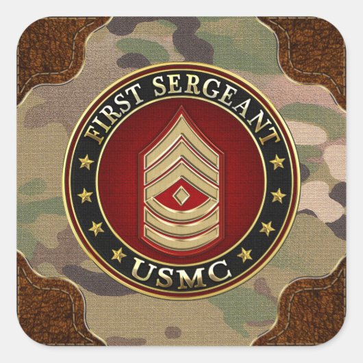 U.S. Marines: Erster Sergeant (USMC 1stSgt) [3D] Quadratischer Aufkleber (Vorderseite)