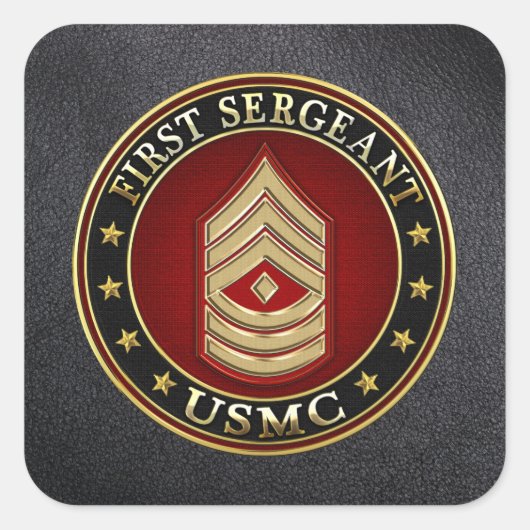 U.S. Marines: Erster Sergeant (USMC 1stSgt) [3D] Quadratischer Aufkleber (Vorderseite)