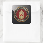 U.S. Marines: Erster Sergeant (USMC 1stSgt) [3D] Quadratischer Aufkleber (Tasche)