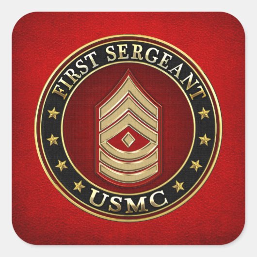 U.S. Marines: Erster Sergeant (USMC 1stSgt) [3D] Quadratischer Aufkleber (Vorderseite)