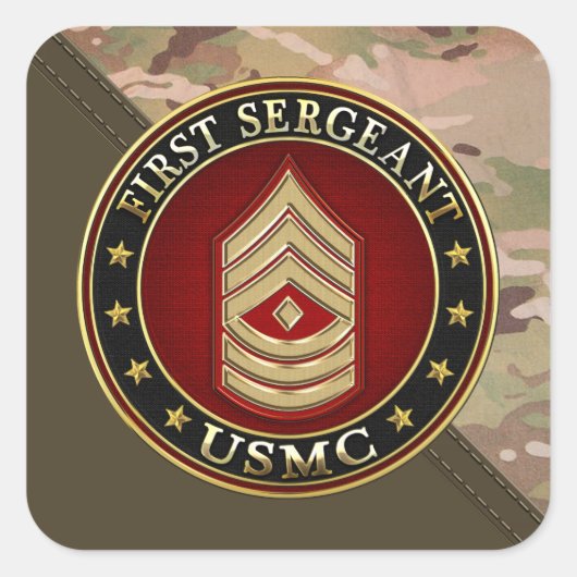 U.S. Marines: Erster Sergeant (USMC 1stSgt) [3D] Quadratischer Aufkleber (Vorderseite)