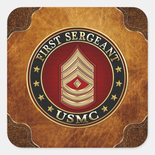 U.S. Marines: Erster Sergeant (USMC 1stSgt) [3D] Quadratischer Aufkleber (Vorderseite)