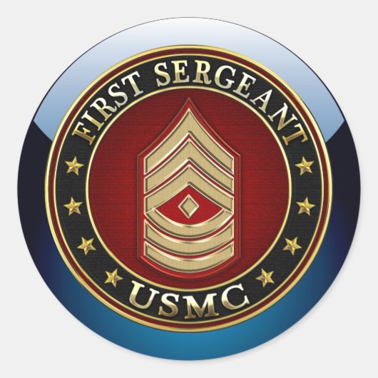 U.S. Marines: Erster Sergeant (USMC 1stSgt) [3D] Runder Aufkleber (Vorderseite)