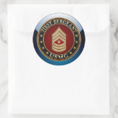 U.S. Marines: Erster Sergeant (USMC 1stSgt) [3D] Runder Aufkleber (Tasche)