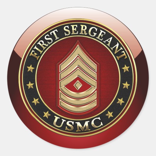 U.S. Marines: Erster Sergeant (USMC 1stSgt) [3D] Runder Aufkleber (Vorderseite)