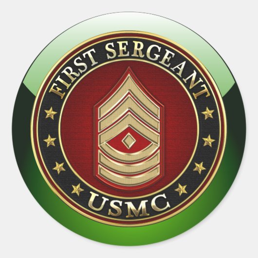 U.S. Marines: Erster Sergeant (USMC 1stSgt) [3D] Runder Aufkleber (Vorderseite)
